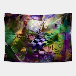 Abstract face with symbols Tapestry