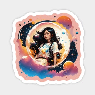 Cute Space Girl in a Bubble Magnet