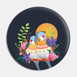 Parrot snuggle couple sunset Pin