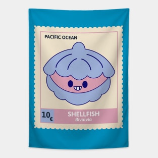 Kawaii Cute Smiley Shell, Ocean Stamp Collection, Shellfish Tapestry