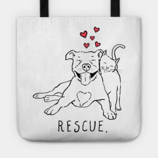 Rescue Smiling Pitbull and Cat Tote