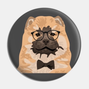 Hipster Chow Chow Dog T-Shirt for Dog Lovers Pin