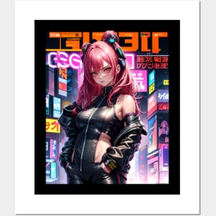 Cyberpunk Anime Girl Poster Cute and Neon Perfect for Anime 