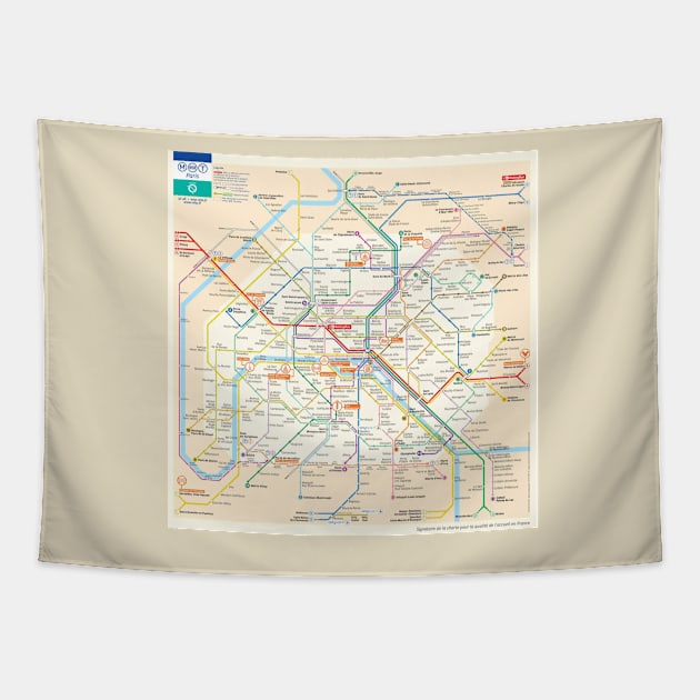 Paris Subway Map Tapestry by Superfunky