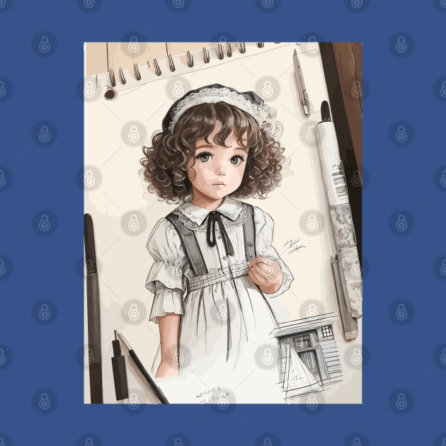 Pencil drawing. Portrait of a little girl by CatCoconut-Art