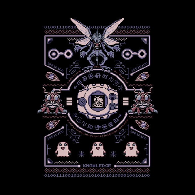 Tentomon Digimon Sweater - Kabuterimon Crest of Knowledge - Pixel art by Typhoonic