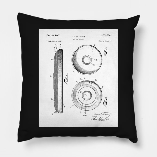 Disc Golf Patent - Golfer Frisbee Art - White Pillow by patentpress