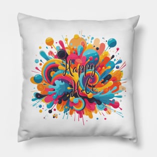 Happy Holi Hindu Color Festival Pillow