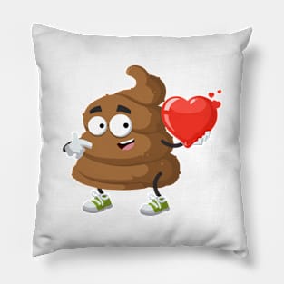 cartoon brown piece of shit poop mascot keeps the heart Pillow