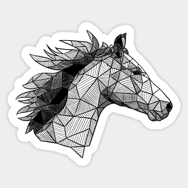 Horse S Mane Geometric Sketch Horse Sticker Teepublic These are nice vector silhouettes to use in logotypes or promos related to horses, horse races, as decoration in various materials, or in campaigns about wildlife etc. horse s mane geometric sketch