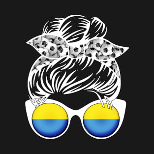 Ukraine Football Messy Bun T-Shirt