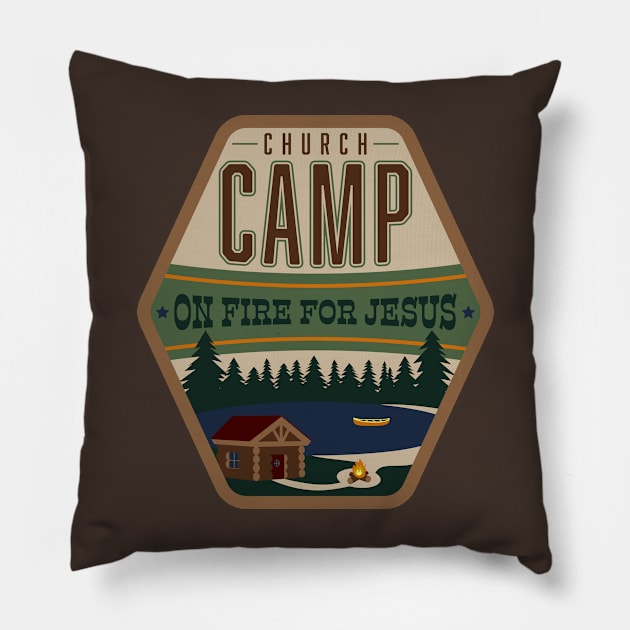 Church Camp - On Fire for Jesus Pillow by WLK ON WTR Designs