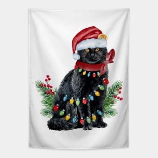 Christmas Lights Cat Tapestry
