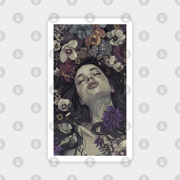 girl with the flowers Magnet by Maverick Media