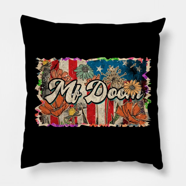 Lovely Retro Mf Doom Pattern 80s 90s Birthday Flowers Style Pillow by Gorilla Animal