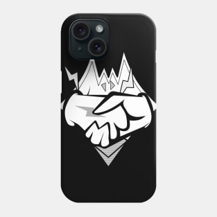 Cartoon chicken logo handshake ink-pencil black-and-white design Phone Case