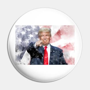 Donald Trump pointing with American flag Pin