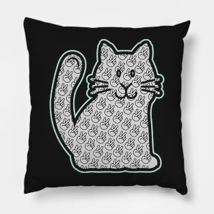 PEACE CAT STICKER | LIGHT GREEN, KELLY GREEN AND GRAY Pillow