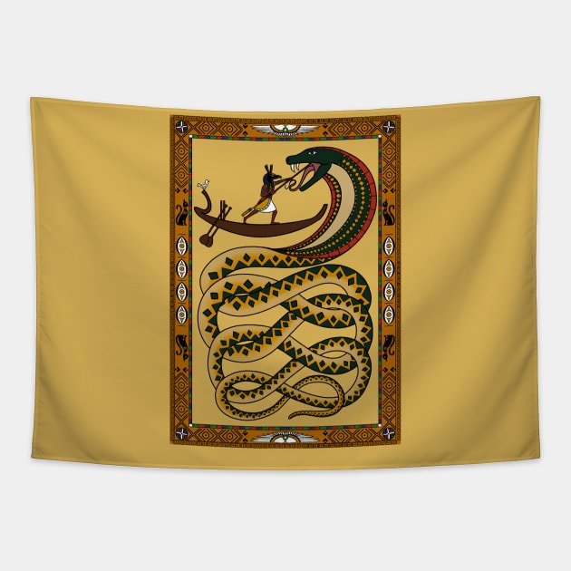 Set (Seth) fighting Apophis (Apep) Tapestry by Art of Arklin