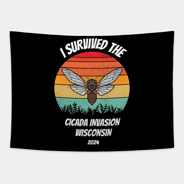 I survived the cicada invasion Wisconsin 2024 Tapestry by Dylante