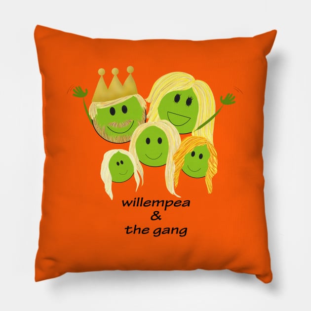 willempea & the gang Pillow by shackledlettuce