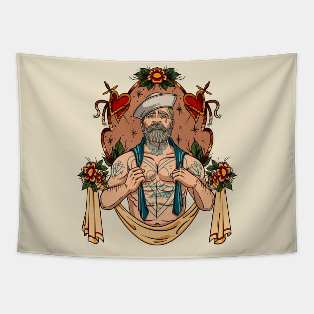 Old School Sailor Tapestry by Ademainbenjamin