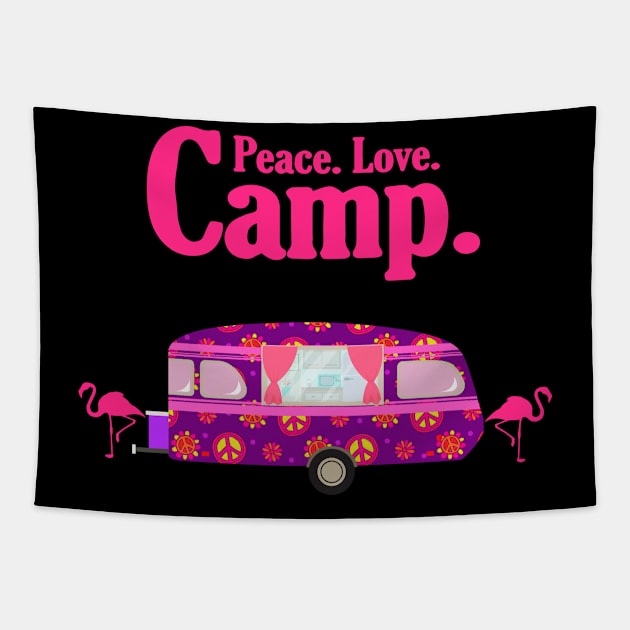 Womens Camping Gift Print Peace Love Camp Kids Or Adult Print Tapestry by Linco