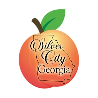 Silver City Georgia State Outline on Peach T-Shirt