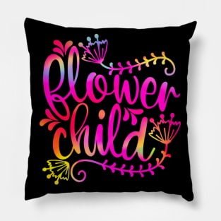 Boho Hippie Flower Child: Hot Pink Holographic Rainbow Quote Pillow