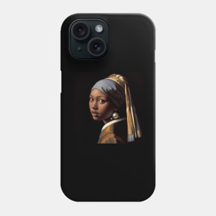 Vermeer's Pearl Earrings Reimagined: Celebrating Black Beauty for Black History Month Phone Case