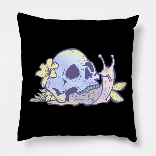 Pastel Goth Kawaii Eboy Egirl Emo Cute Skull Snail Grunge Pillow by TellingTales