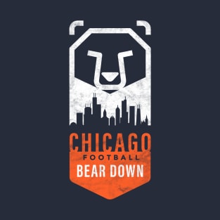 Chicago Football Bear Down, Chi-Town Skyline T-Shirt