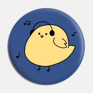 Headphones Yellow Bird Pin