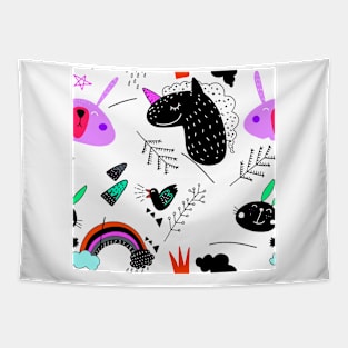 illustration pattern set of cute Animal T-Shirt Tapestry