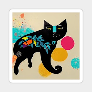 Abstract Cat Magnet