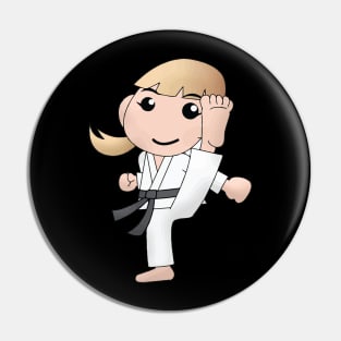 Karate Girl Kick Kawaii Cute Anime Cartoon Character Pin