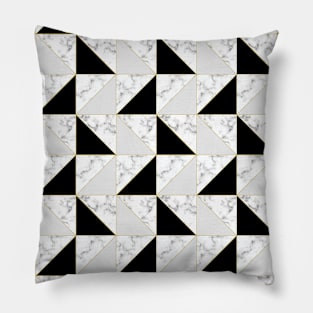 Geometric Triangles White Marble Pattern Pillow