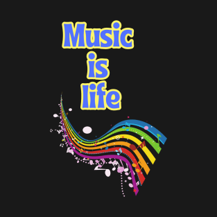 Music Is Life Rainbow Design T-Shirt