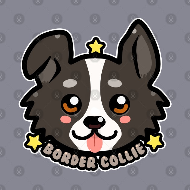 KAWAII Chibi Border Collie Dog Face by TechraNova