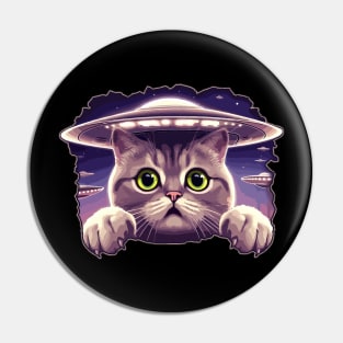 Funny Cat Selfie With UFOs Behind Pin