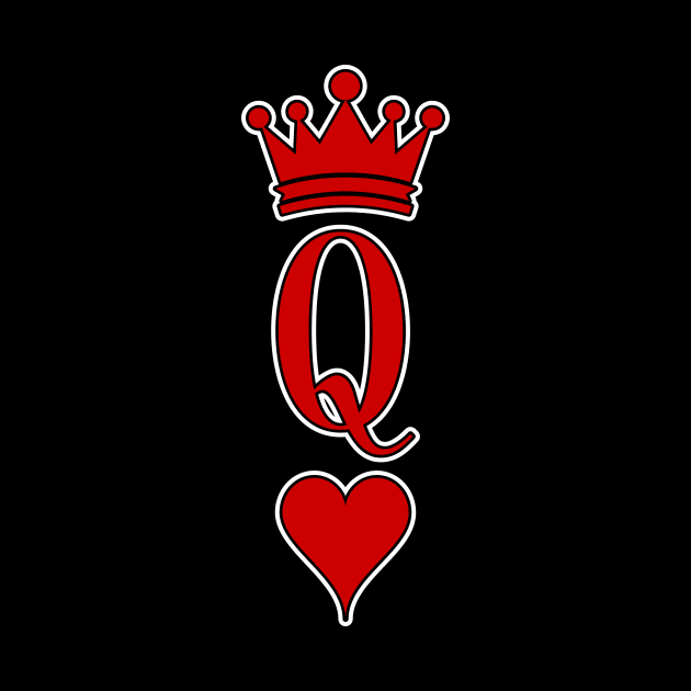 Classy Valentine's Day Queen Of Hearts White Outline Style by InkPxel