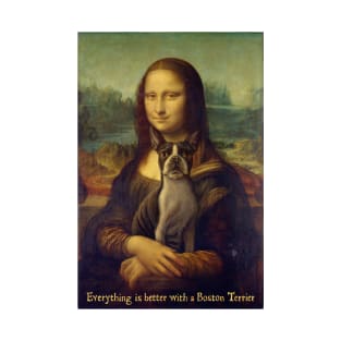 Mona Lisa with Boston Terrier T-Shirt