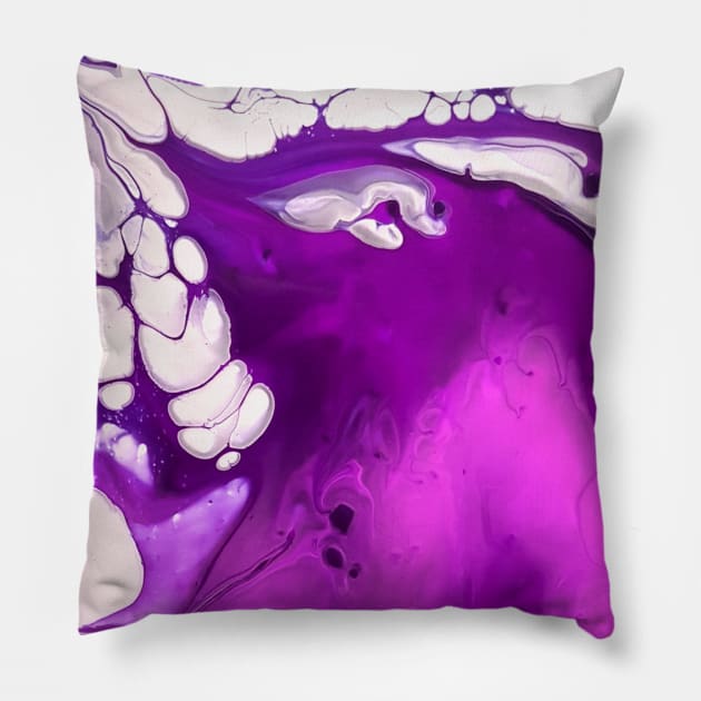 Purple/White Acrylic Pour Painting Pillow by Designs_by_KC