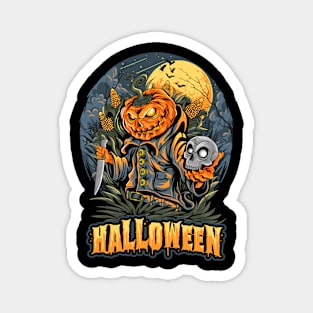 HALLOWEEN PUMPKIN & SKULL DESIGN Magnet