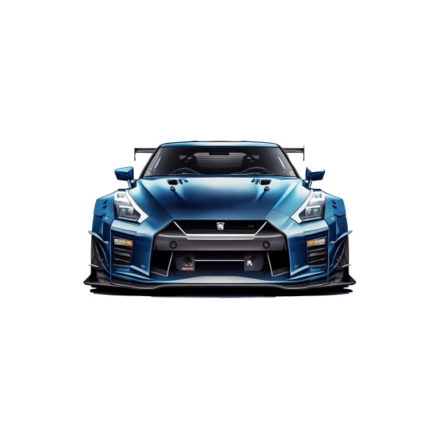 Nissan gtr r35 Front View Car Illustration T-Shirt by mrsticky