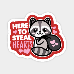 Here to Steal Hearts Funny Valentines Day Racoon Kawaii Magnet