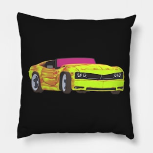 Neon convertible muscle car Pillow