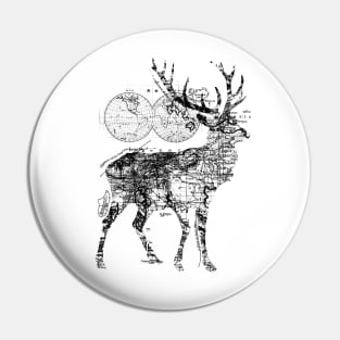 Deer Wanderlust Black and White Pin