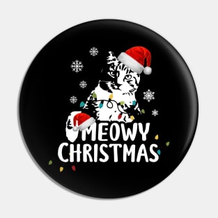 Funny Santa Claus Cat Meowy Christmas Pin