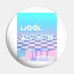 Vaporwave Design Moon Aesthetic Pin